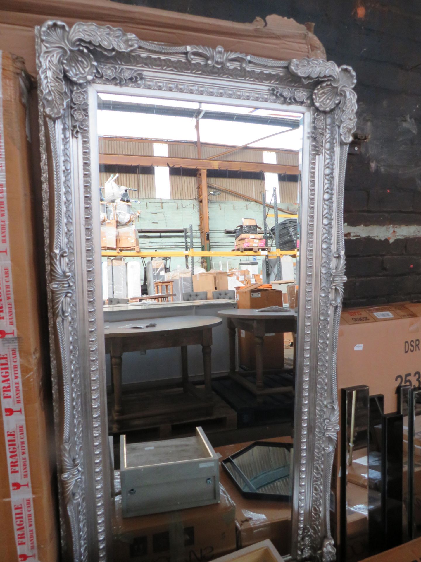 Moot Group Baroque Framed Mirror in a Silver Leaf Finish - Looks to be in Good Condition & Boxed -