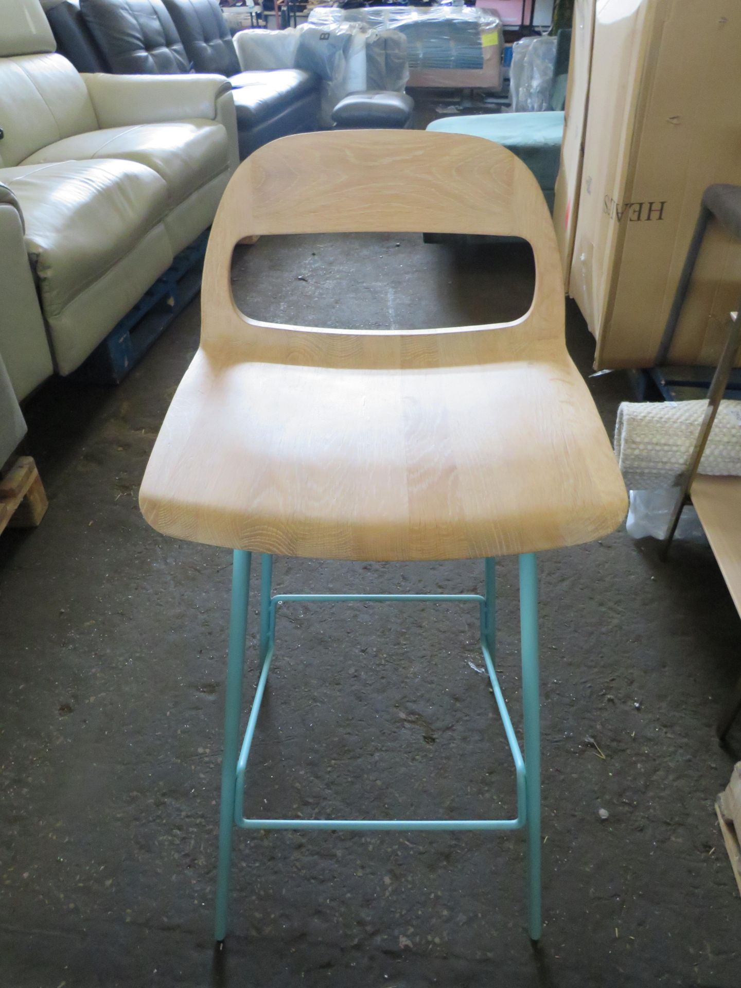 Heals Leina Bar Chair Light Green Wire Base 45 x 48 x 93cm RRP Â£495.00 - This item looks to be in