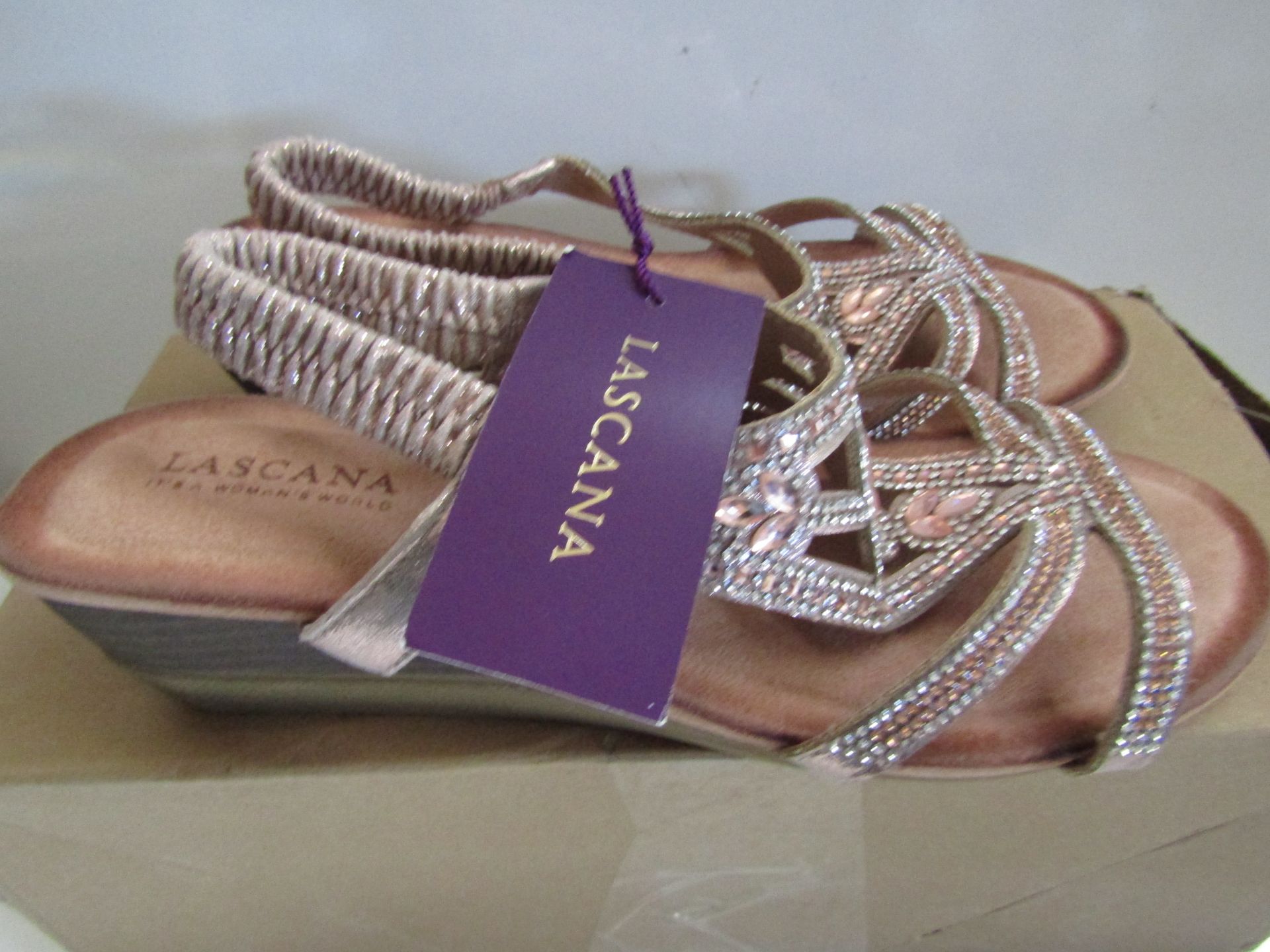 Lascana Wedge Sandal Rose Gold Coloured Sandal Size 39 New & Boxed