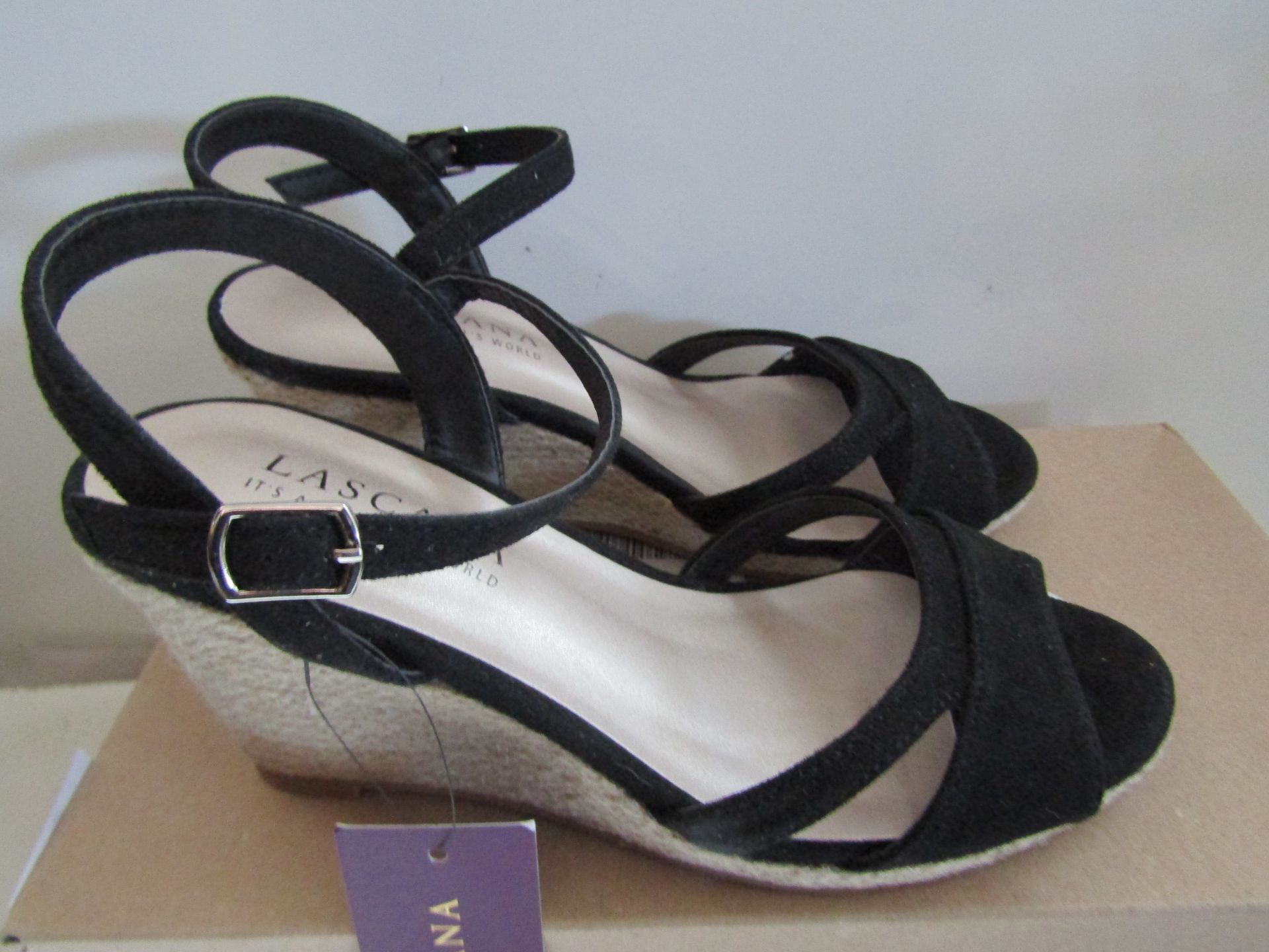 Lascana Wedged Sandal Black Size 37 New & Boxed