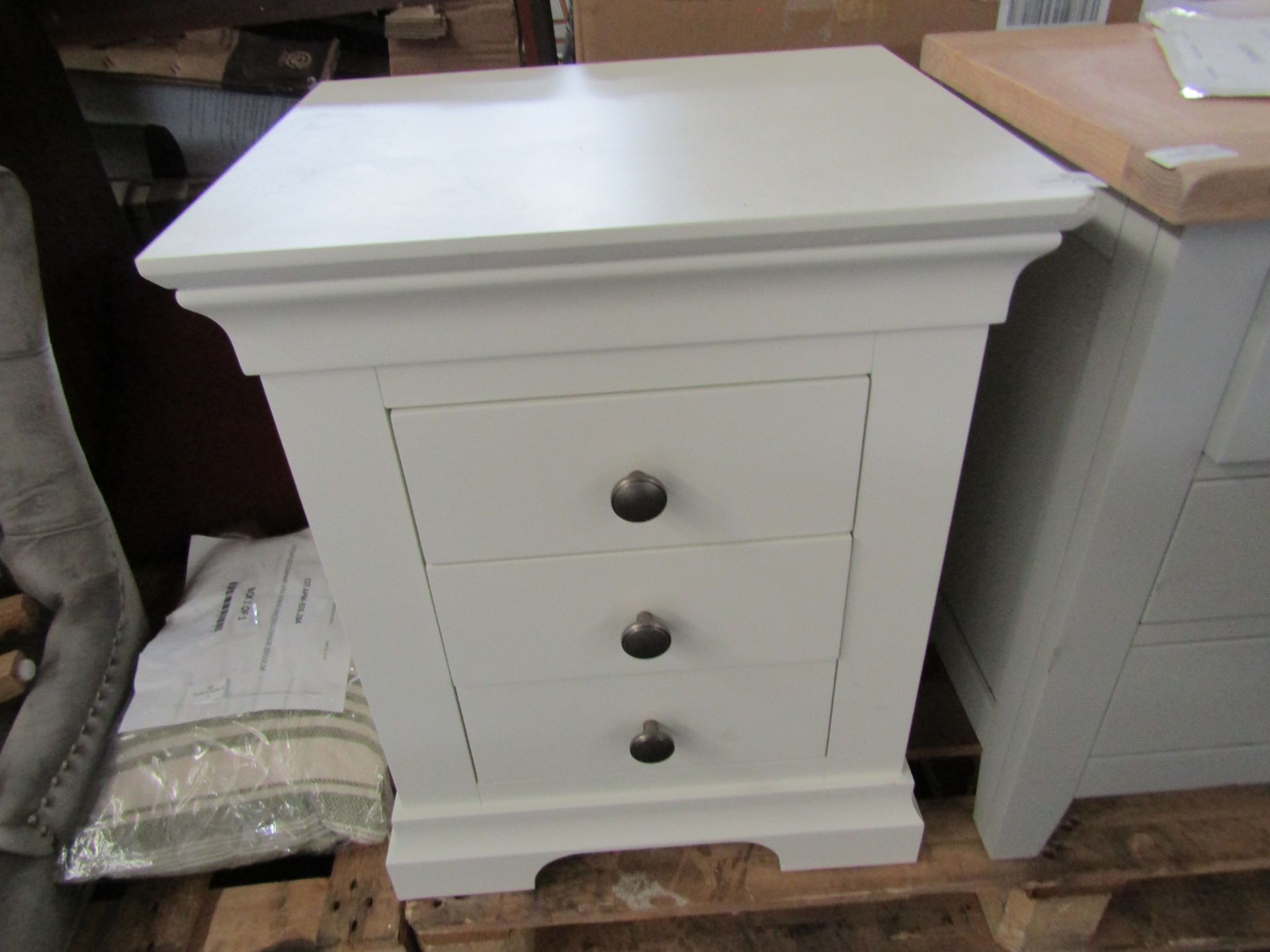 Cotswold Company Chantilly Warm White 3 Drawer Bedside Table RRP Â£185.00 - This item looks to be in