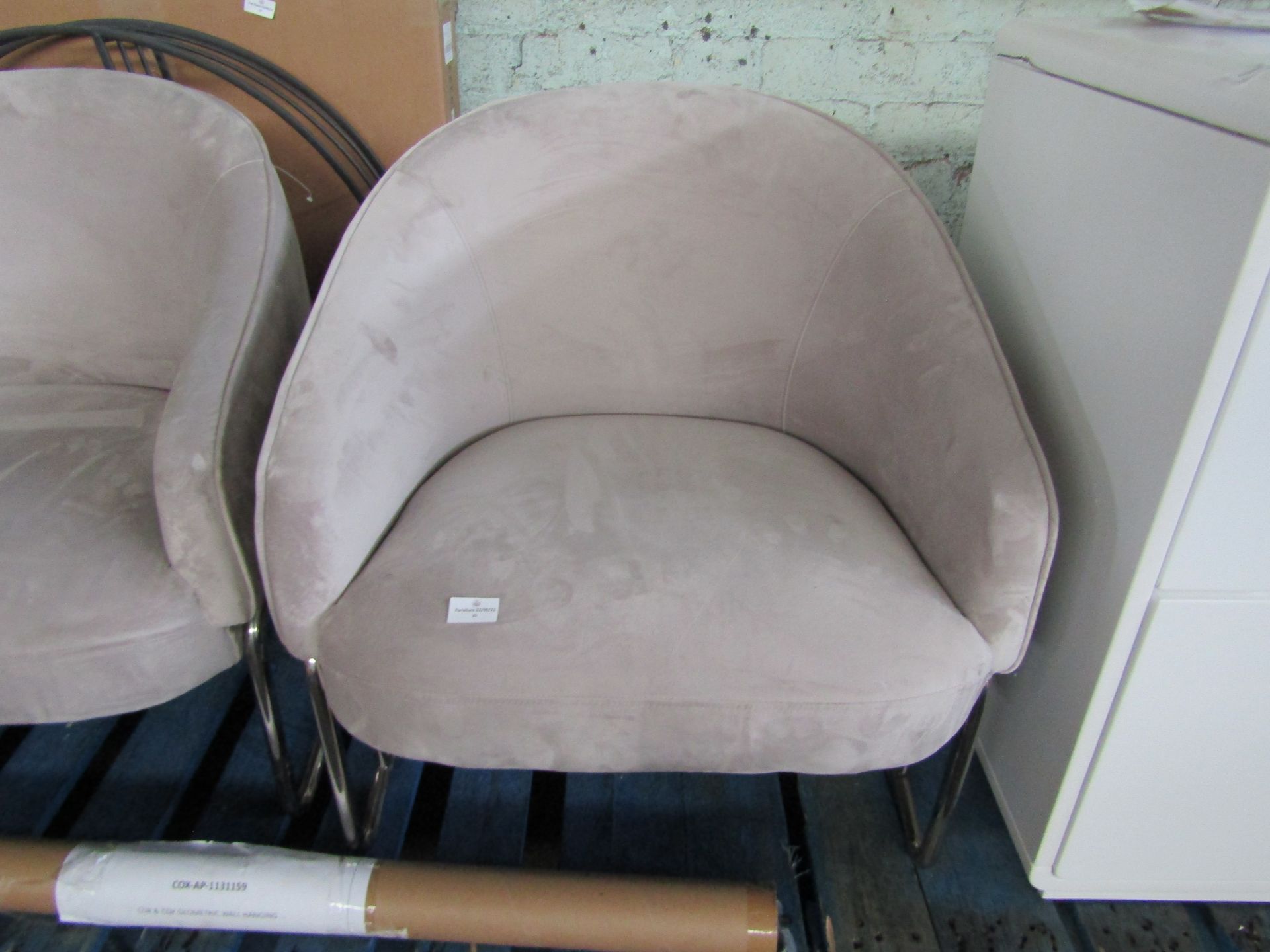 Moot Group Gallery Direct Liang & Eimil Capri Chair, Kaster Pebble Velvet - Very Good Condition -