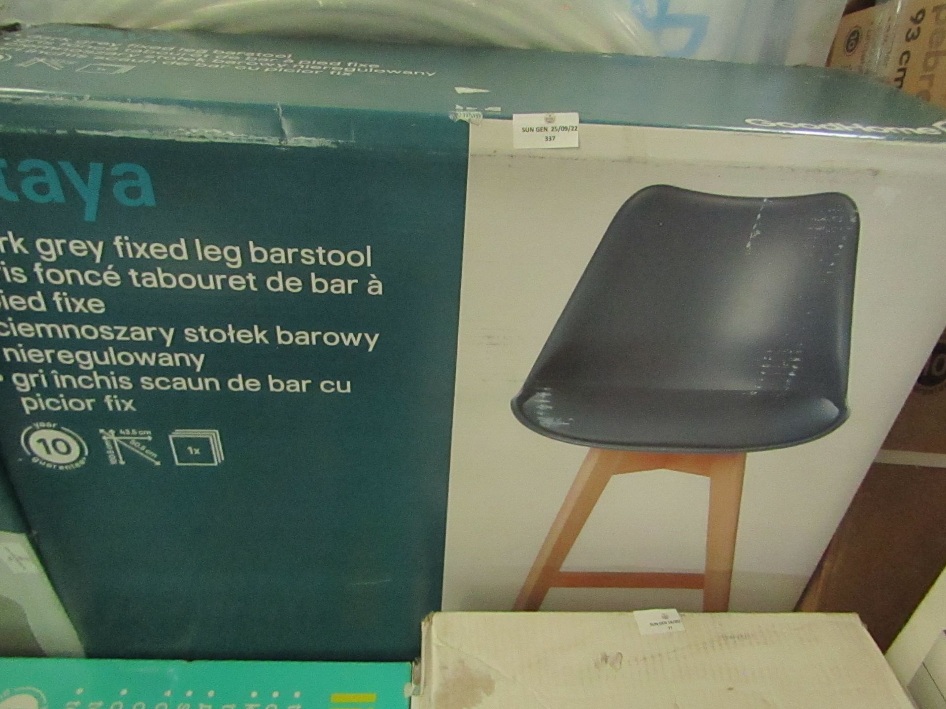 GoodHome - Pitaya Dark Grey Fixed Leg Barstool - Unchecked & Boxed.