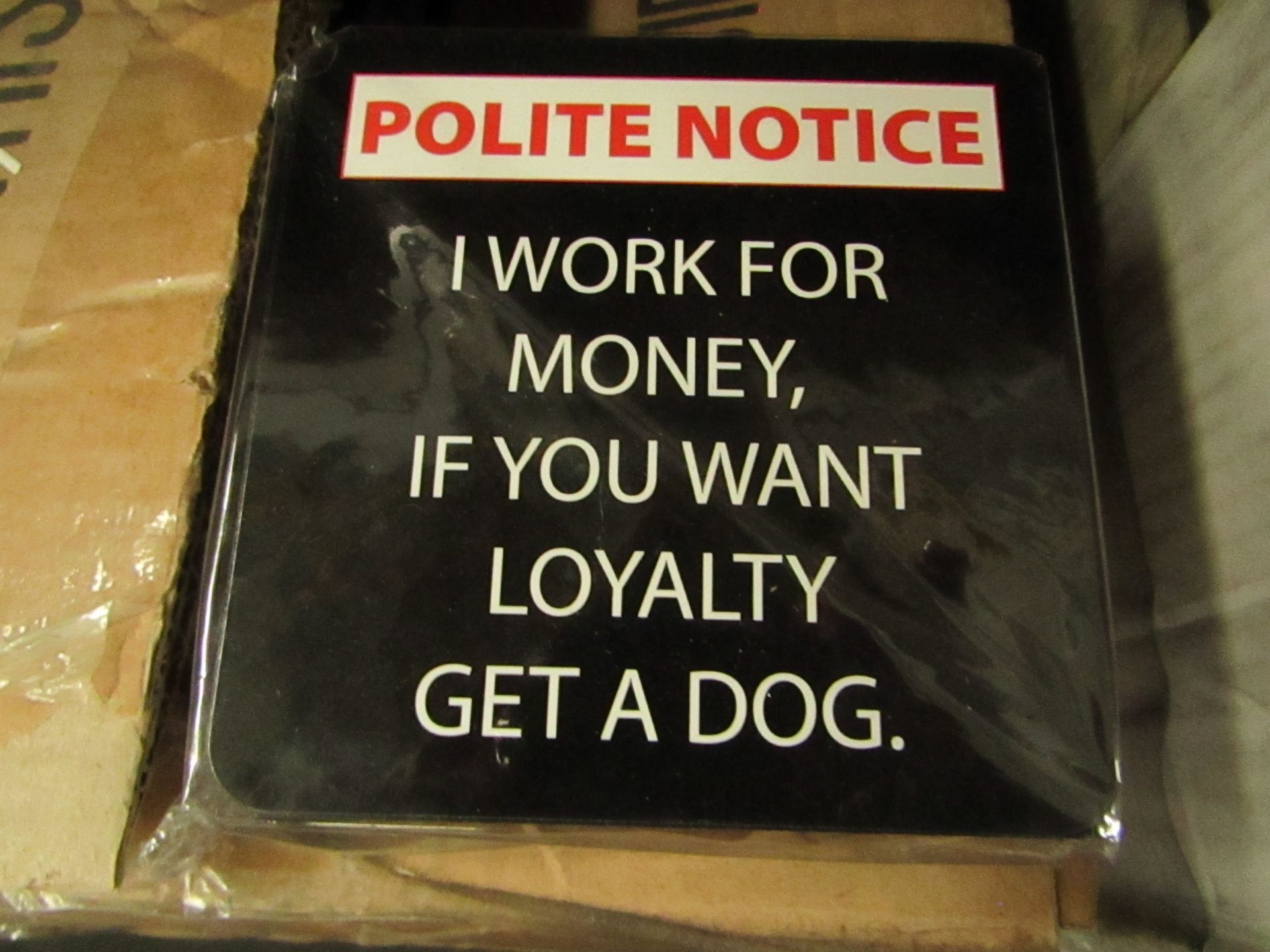 15x "Polite Notice" - 6-Piece Coaster Sets - Unused & Packaged.