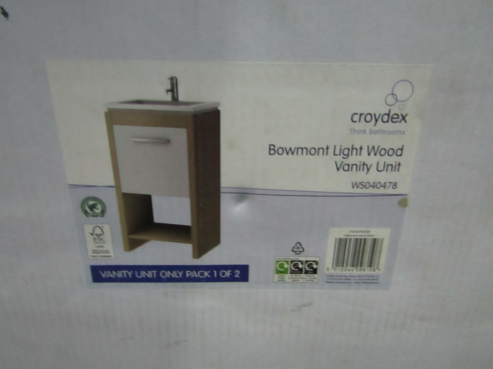 Croydex - Bowmont Light Wood Vanity Unit ( Only Vanity Unit Present, Basin Not Present ) - Unchecked