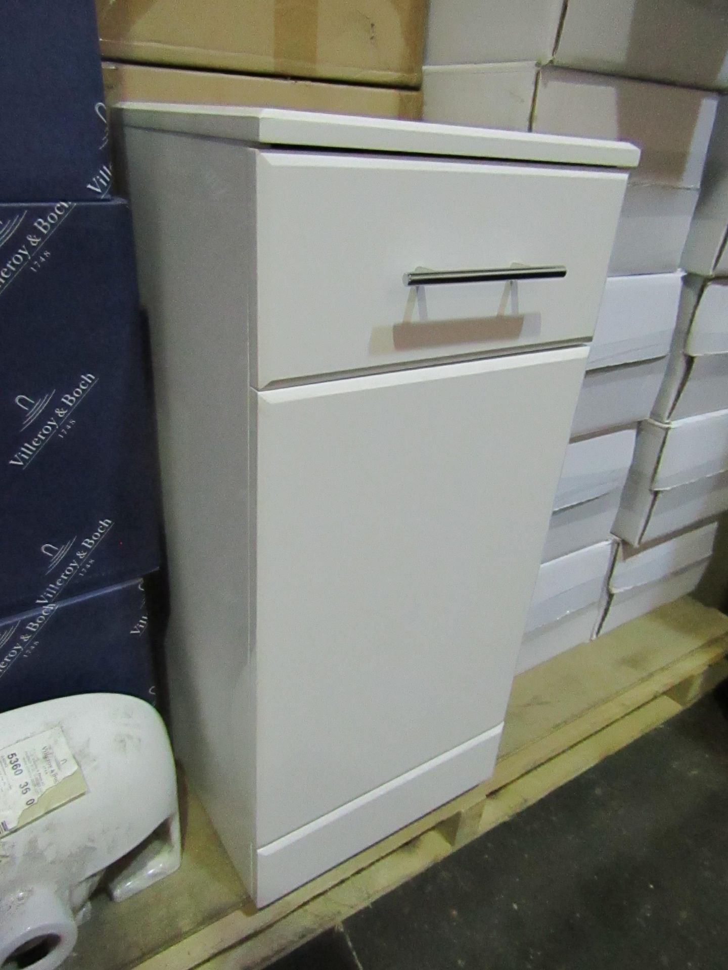 Unbranded - Gloss White 1-Drawer 1-Cupboard Unity ( 350x300x766mm ) - Unused & Boxed.