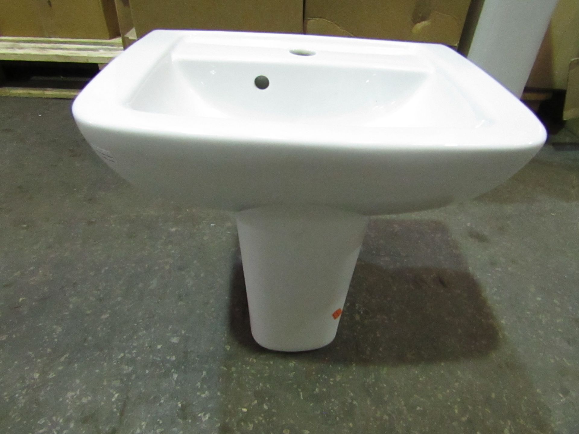 1x Lavabo Gala Smart - 450mm White 1TH Basin - New & Boxed. Paired With 1x Colum Smart - White