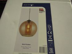 Searchlight Balls 1lt Round Pendant (30cm Dia) Amber Glass Antique Brass RRP ¶œ96.00 (PLT 4plt)
