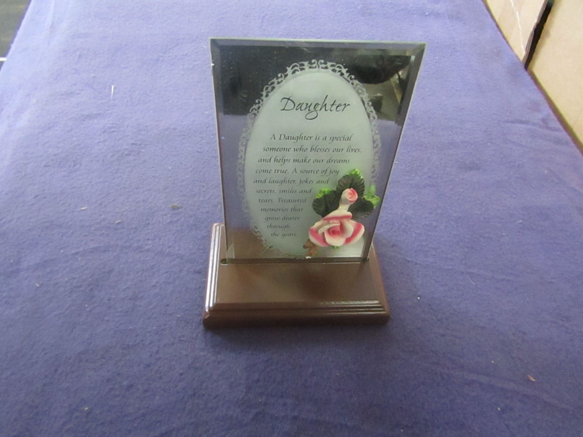 10x Mayflower - "Daughter" Memorial Wood & Glass Plaque - New & Boxed.