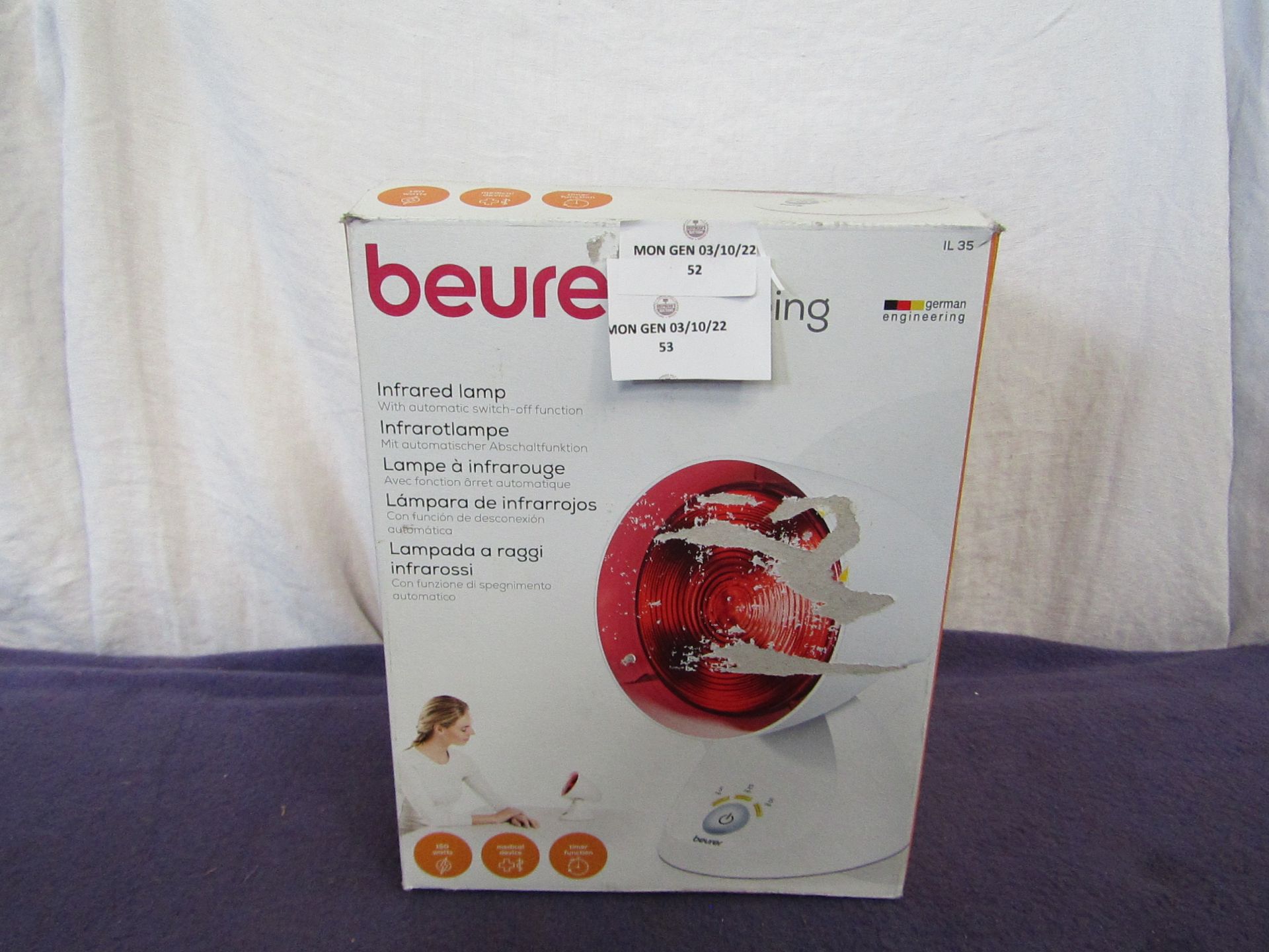 Beurer - IL35 Infrared Heat Lamp - Item Is Grade B, But Unchecked By Us & Boxed.