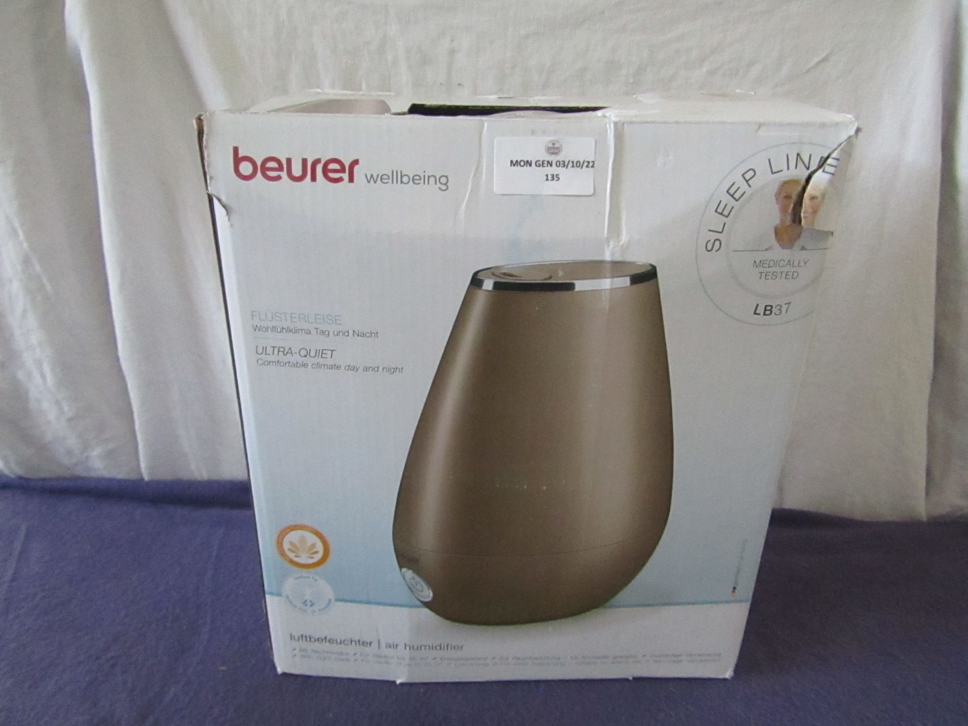 Beurer - LB37 Ultra Quiet Air Humidifier - Item Is Grade B, But Unchecked By Us & Boxed.