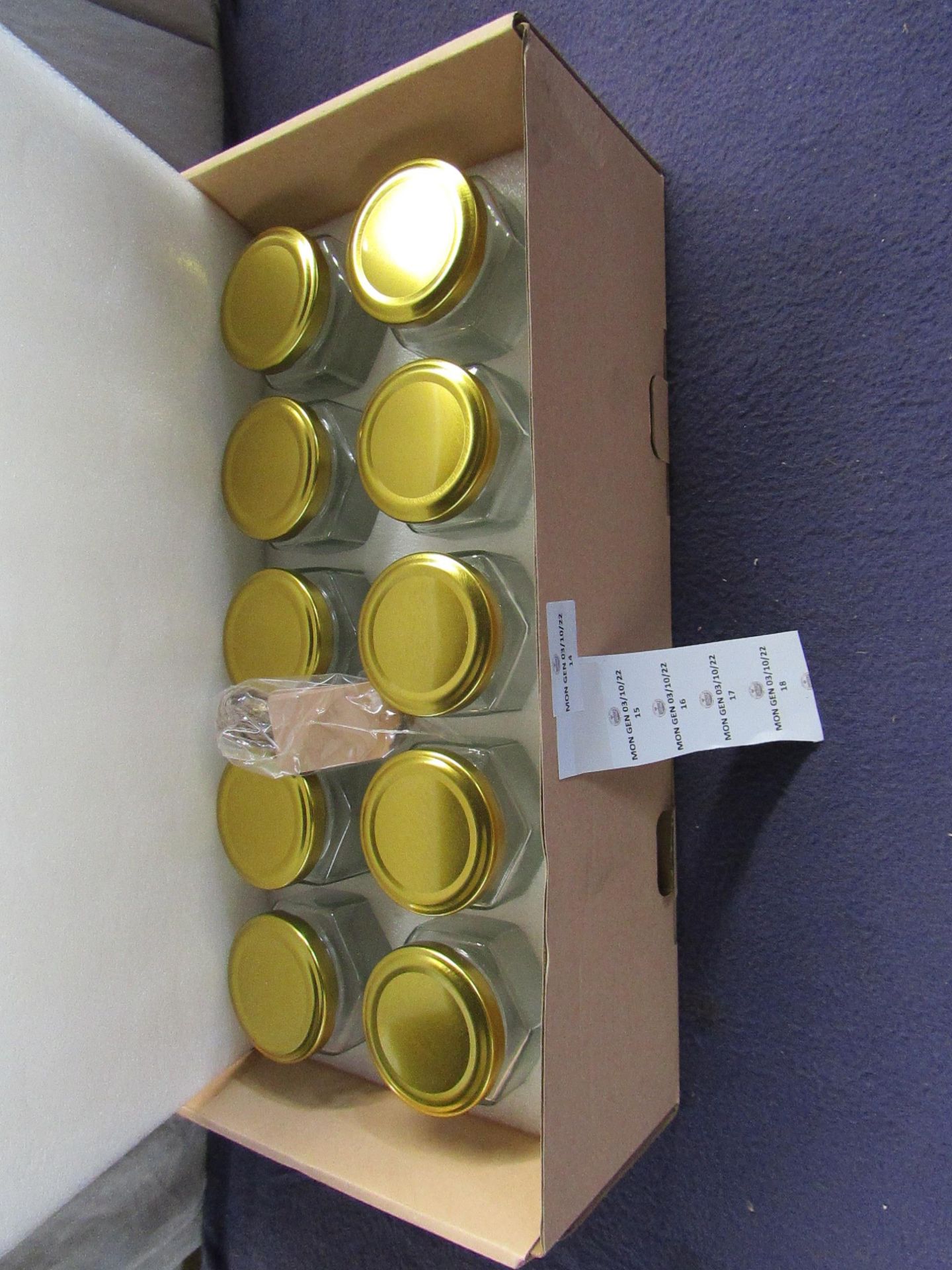 2x Hemoton - Set of 10 Glass Jam Jars - All New & Boxed.