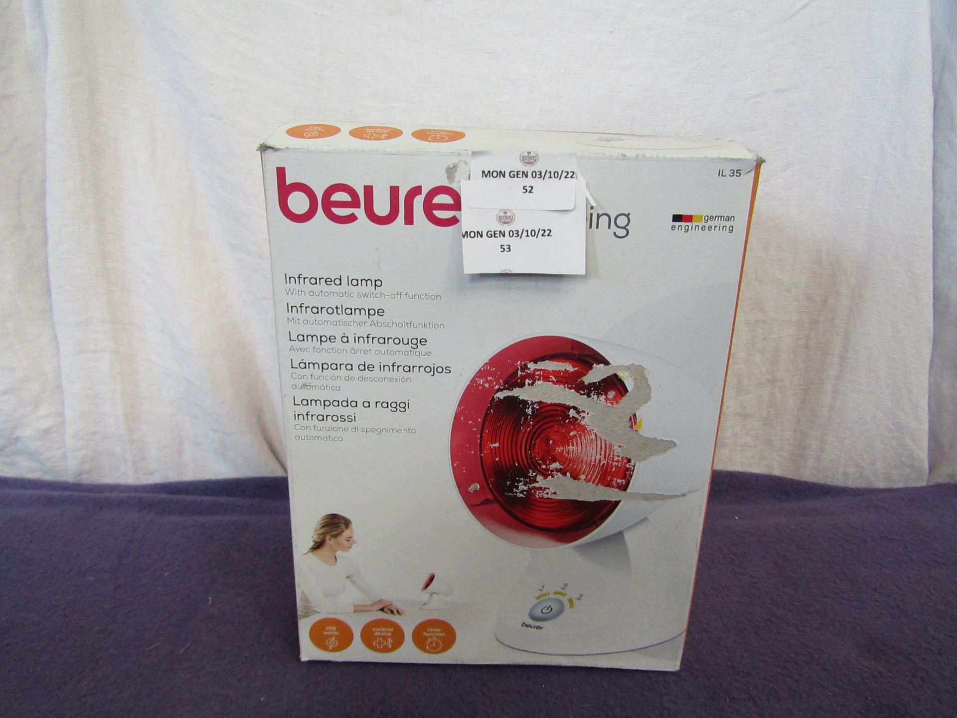 Beurer - IL35 Infrared Heat Lamp - Item Is Grade B, But Unchecked By Us & Boxed.