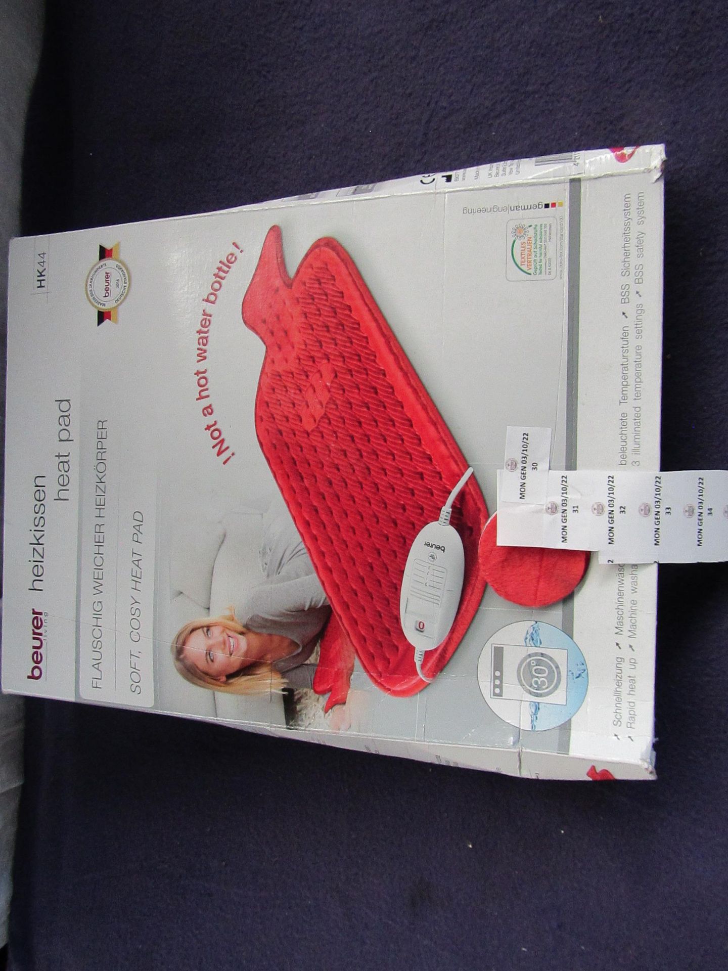 2x Beurer - HK44 Cosy Heated Pad ( Looks Like Hot Water Bottle ) - Item Is Grade B, But Unchecked By