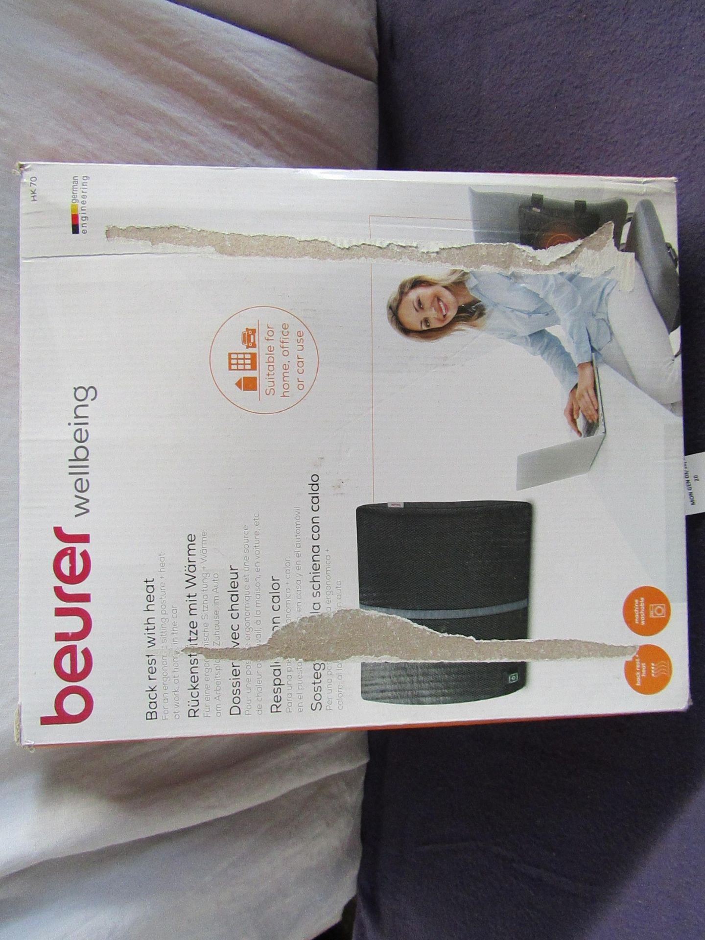 Beurer - HK70 Heated Back Rest - Item Is Grade B - But Unchecked By Us & Boxed.