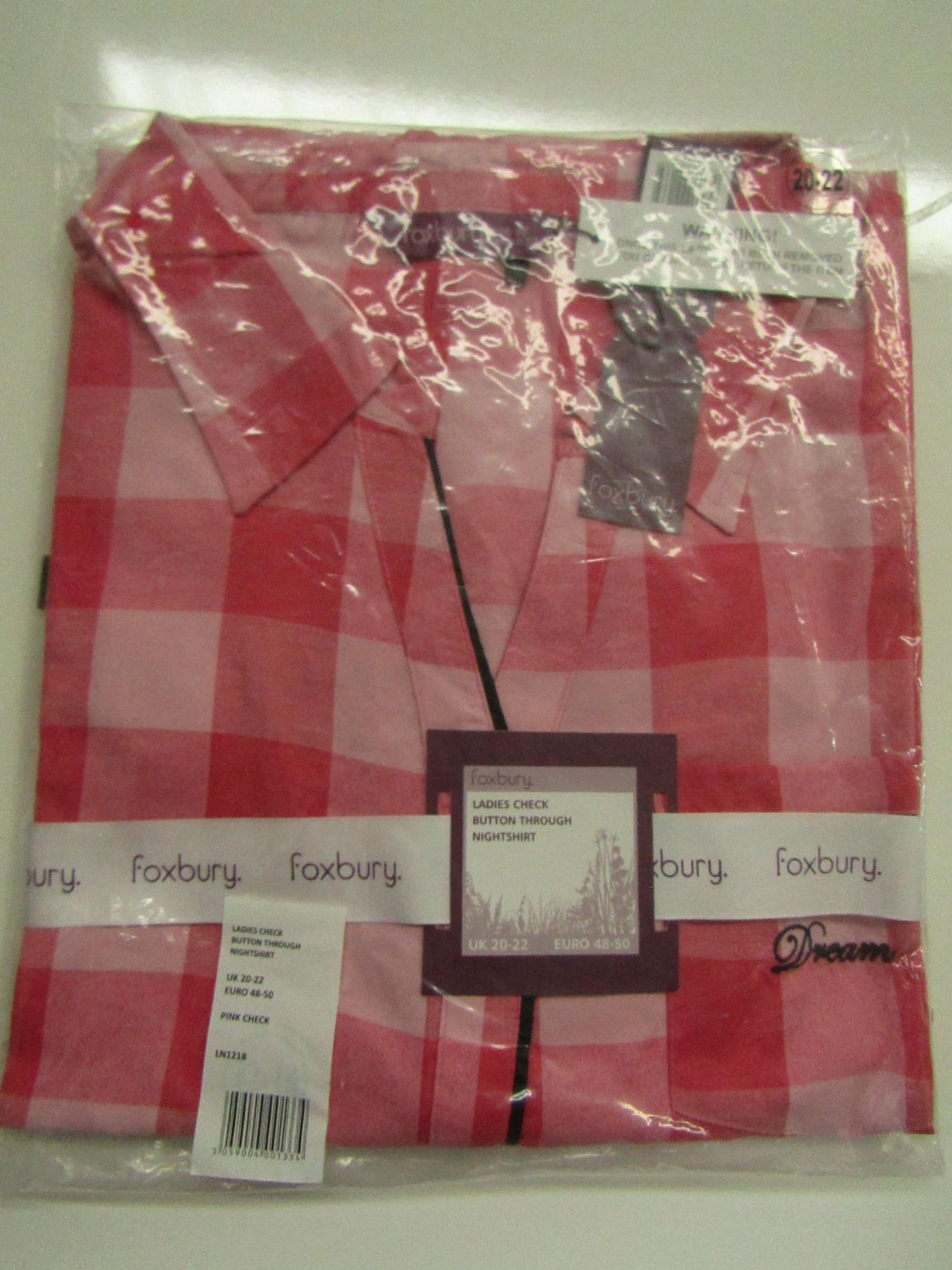 Foxbury Check Button Through Nightshirt Size 20-22 New & Packaged