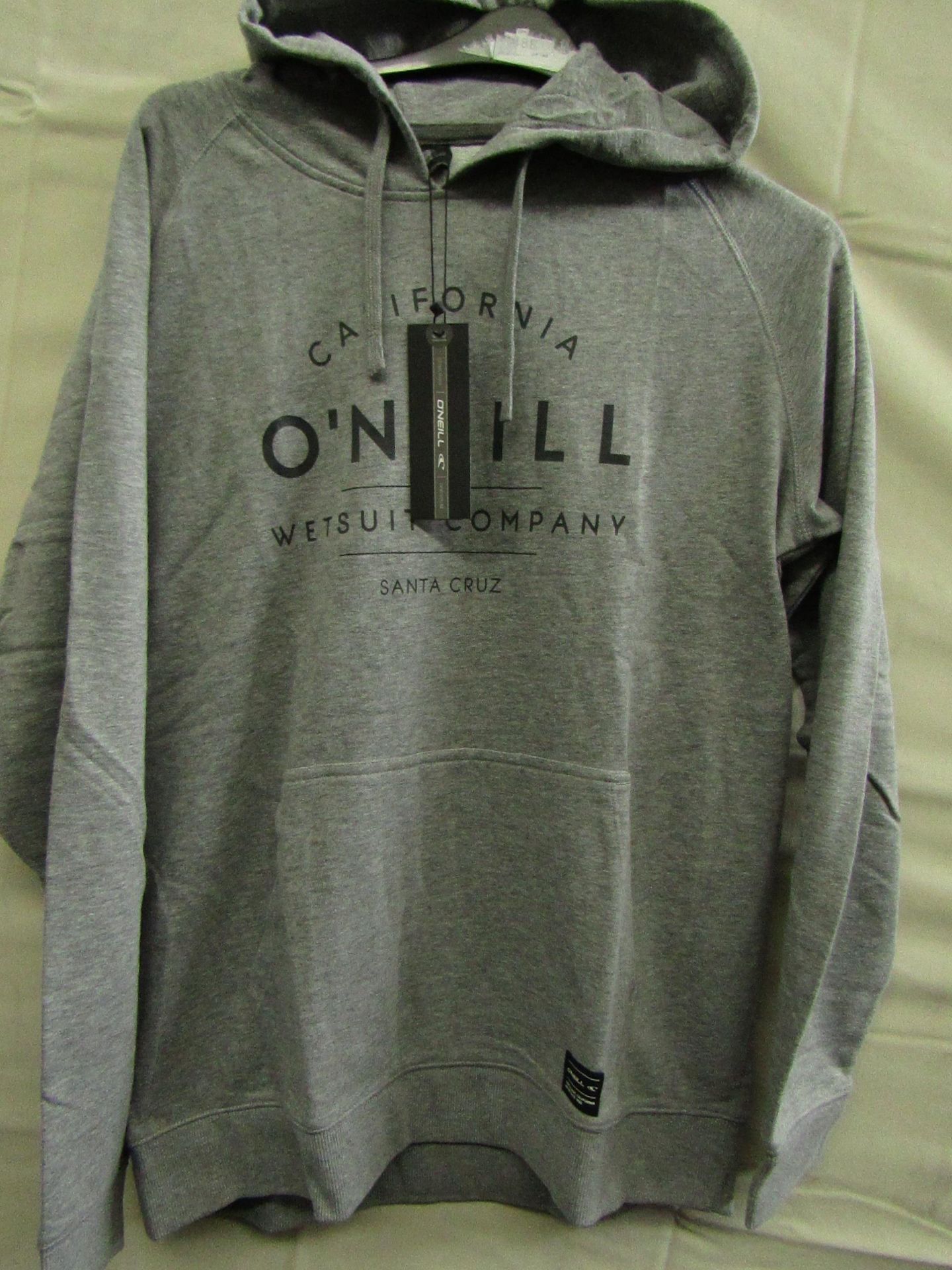 O"neill Mens Hoodie Grey With Orange Motif Size L New With Tags