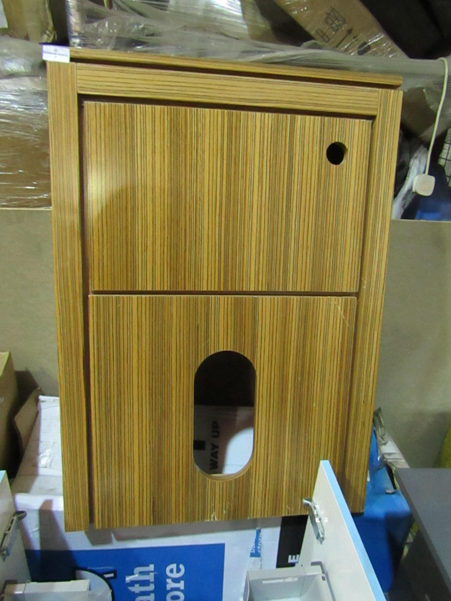 Bath Store - Zebrano Back to Wall Toilet Box Unit ( 600 x 300mm ) - Marks Present, Viewing