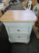 Oak Furnitureland Brindle Natural Oak And Painted 2 Drawer Bedside Table RRP Â£199.99 (PLT OAK-APM-