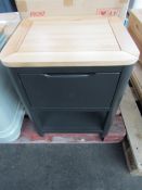 Oak Furnitureland Grove Dark Grey 1 Drawer Bedside Table Solid Hardwood RRP Â£174.99 (PLT OAK-APM-