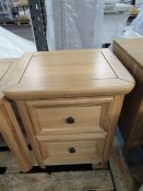 Oak Furnitureland Wiltshire Natural Solid Oak 2 Drawer Bedside Table RRP Â£149.99 (PLT OAK-APM-A-