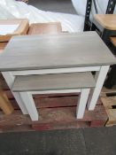 Oak Furnitureland Brompton Painted Acacia And Ash Top Nest Of Tables Solid Hardwood RRP Â£164.99 (