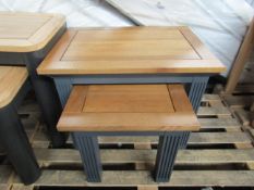 Oak Furnitureland Highgate Rustic Oak And Painted Hardwood Nest Of Tables RRP Â£134.99 (PLT OAK-