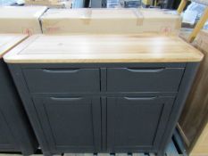 Oak Furnitureland Grove Dark Grey Small Sideboard Solid Hardwood RRP Â£249.99 (PLT OAK-APM-A-3149) -