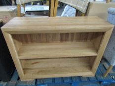 Oak Furnitureland Bevel Natural Solid Oak Small Bookcase RRP Â£344.99 (PLT OAK-APM-A-3152) - This