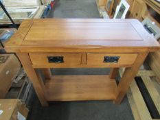Oak Furnitureland Original Rustic Solid Oak Console Table RRP Â£274.99 (PLT OAK-APM-A-3199) - The