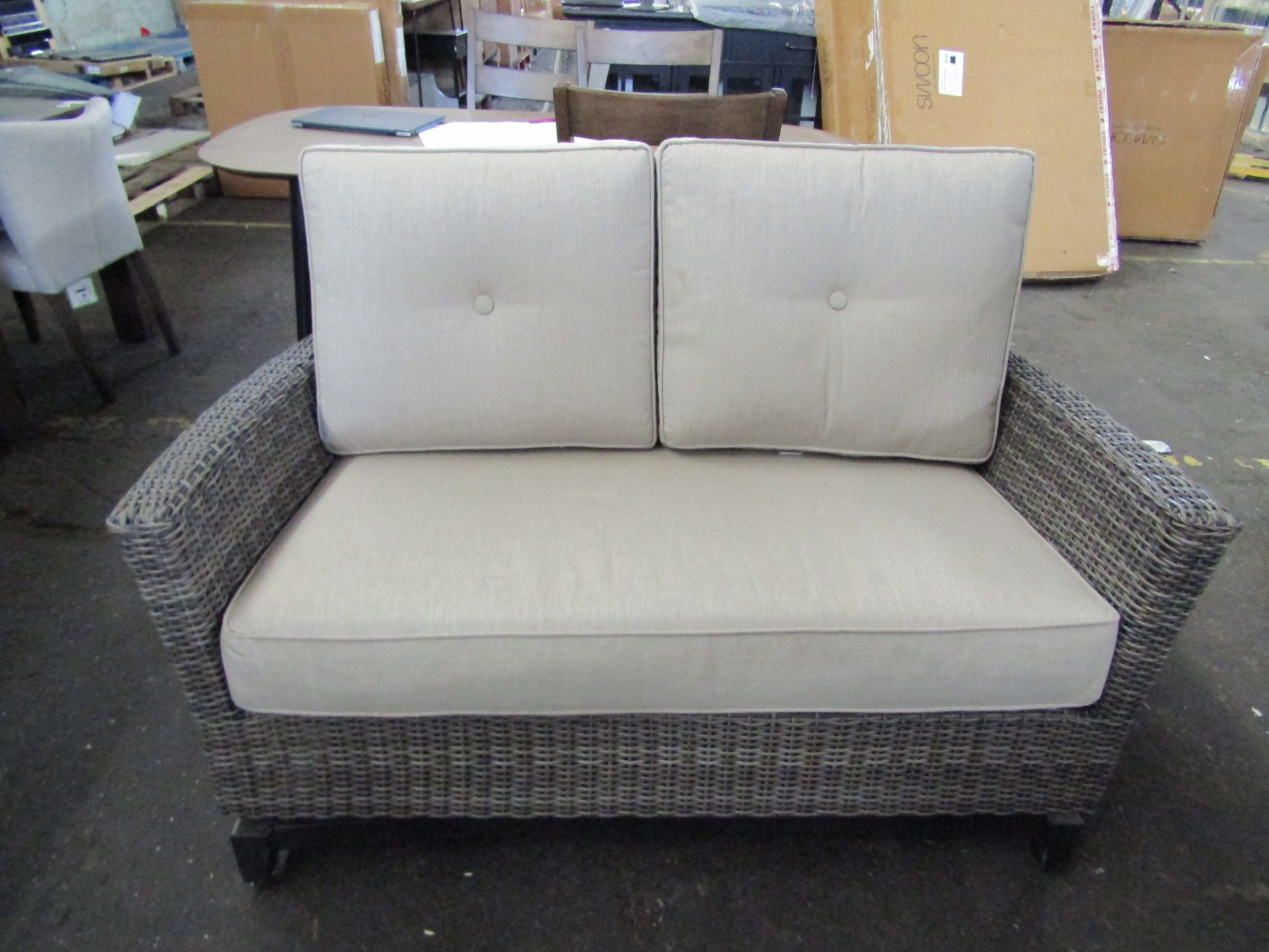 Agio 2 seater Rattan sofa in good condition but its has 3 bolts missing from mechanism