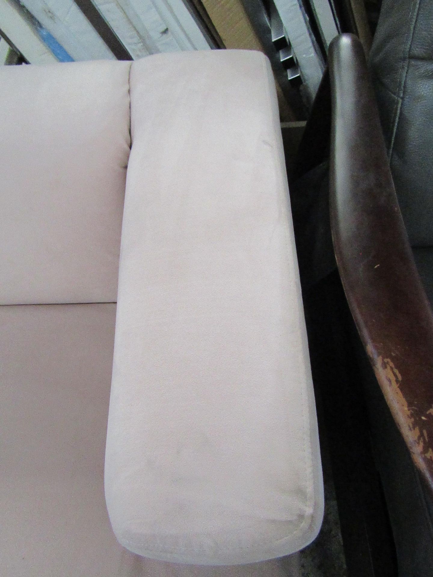 Swoon Kallas Easy Velvet Three-seater Sofa in Blush Silver, this is dirty in places and is missing - Image 6 of 7