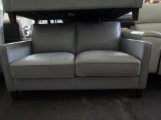Costco Soft Italian Leather grey 2 seater sofa, in good condition may have a few small scuffs in
