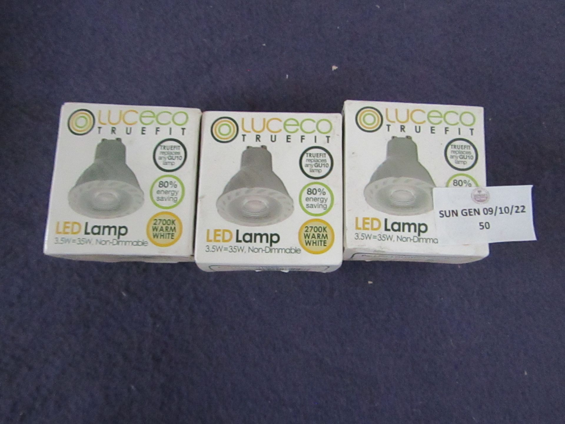 3x Luceco - Truefit LED Lamp Bulbs ( GU10 ) - Unchecked & Boxed.