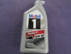 Mobil 1 - Racing 4T Advanced Full Synthetic 4-Stroke MotorCycle Oil - 15W-50 - 1l - Unused.