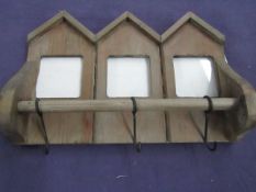 4x Bluemoon - Wooden Wall-Mountable 3-Hook 3-Photo Frame Holder - Unused.