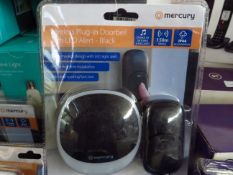 Mercury Wireless plug In door bell with Led alert, new and packaged
