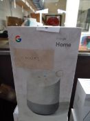 Google Home smart speaker, powers on and makes a noise, we havent fully set it up, coems with