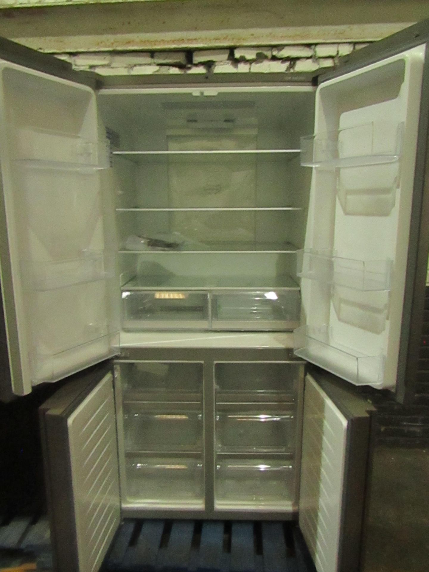 Haier 4 door American style fridge freezer, clean inside and a small dent on the bottom left door, - Image 2 of 2