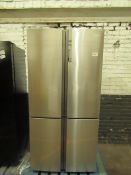 Haier 4 door American style fridge freezer, clean inside and a small dent on the bottom left door,
