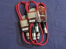 3x Proel - Live Wire Red Professional OFC Micorphone Cables - New.