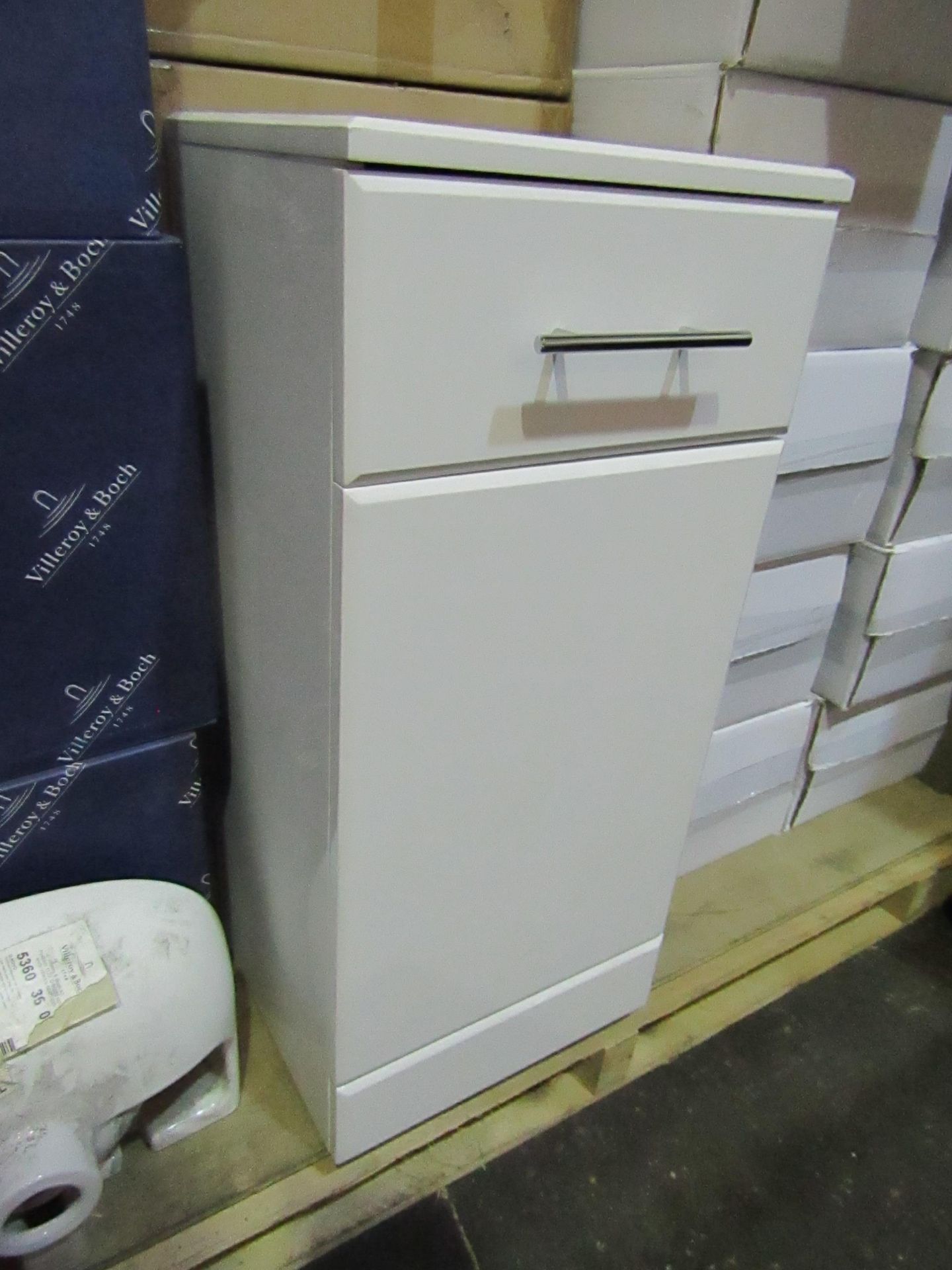 Unbranded - Gloss White 1-Drawer 1-Cupboard Unity ( 350x300x766mm ) - Unused & Boxed.