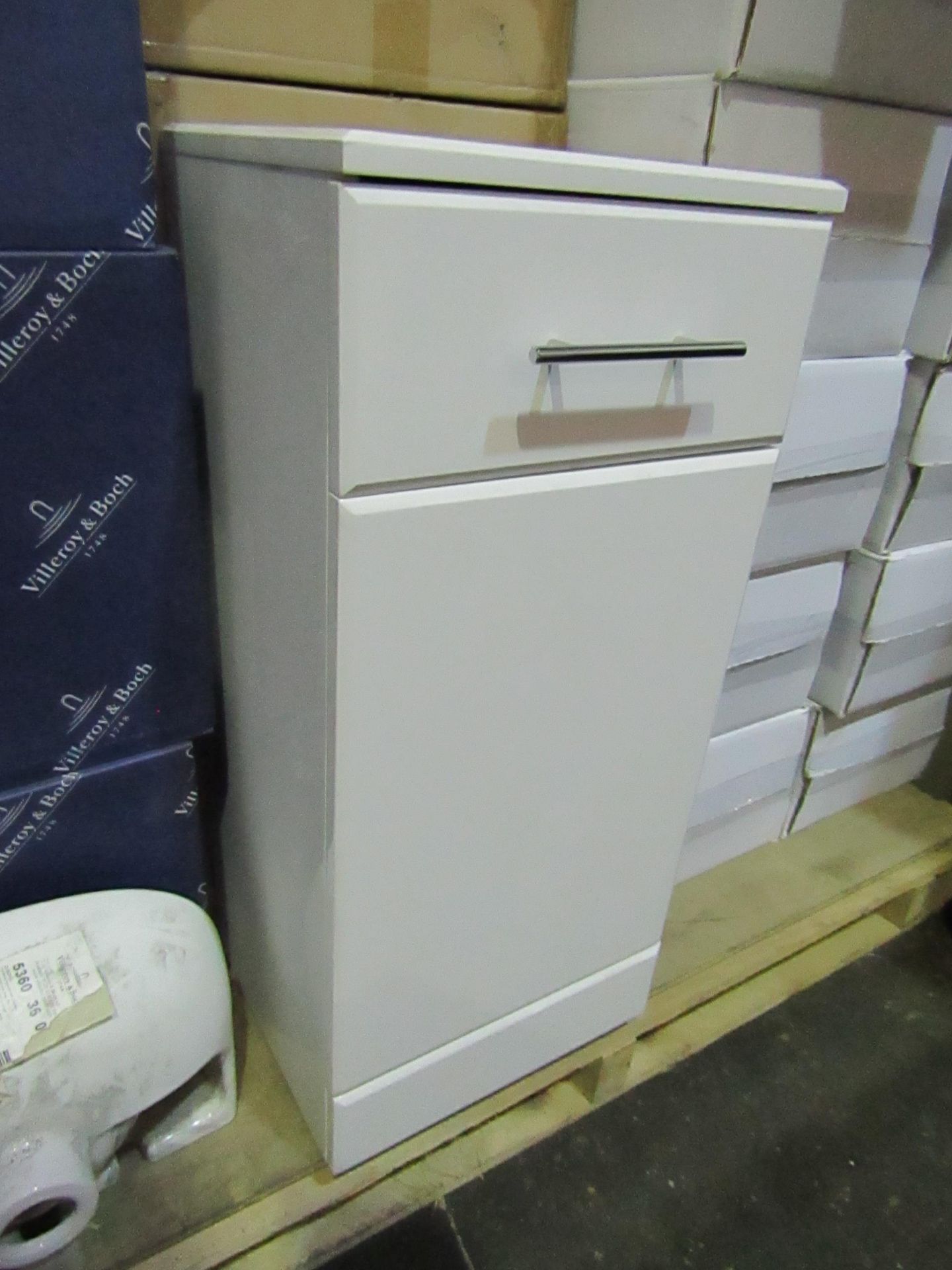 Unbranded - Gloss White 1-Drawer 1-Cupboard Unity ( 350x300x766mm ) - Unused & Boxed.