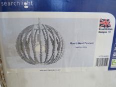 Searchlight Light Washed Round White Wood Pendant RRP ¶œ109.00