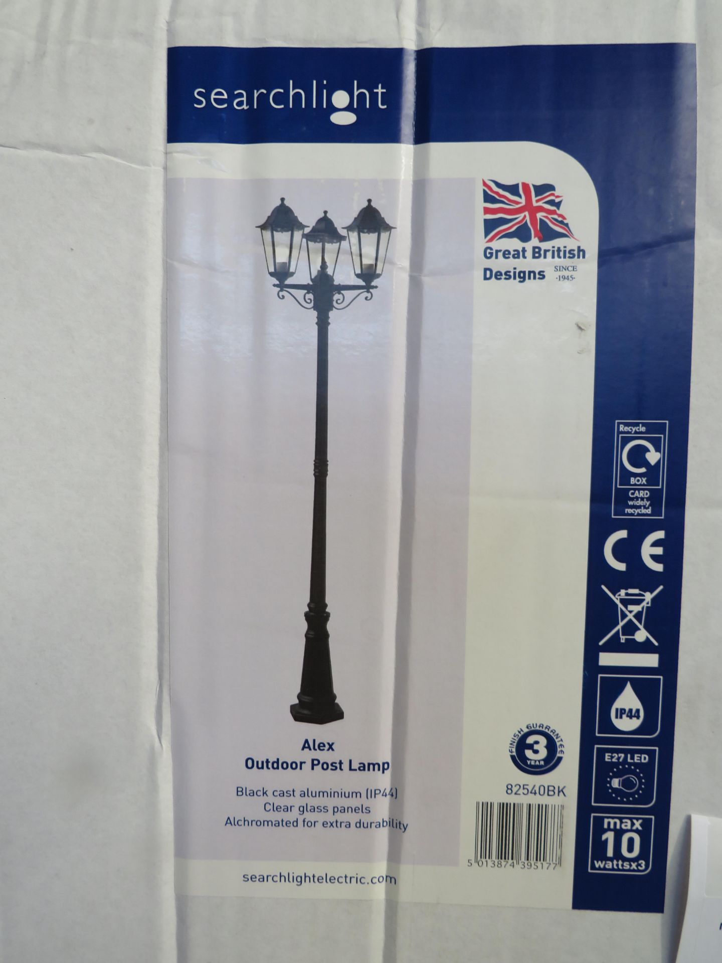 Searchlight Alex Outdoor Post Lamp - 3lt Black Ht 220 RRP ¶œ318.00