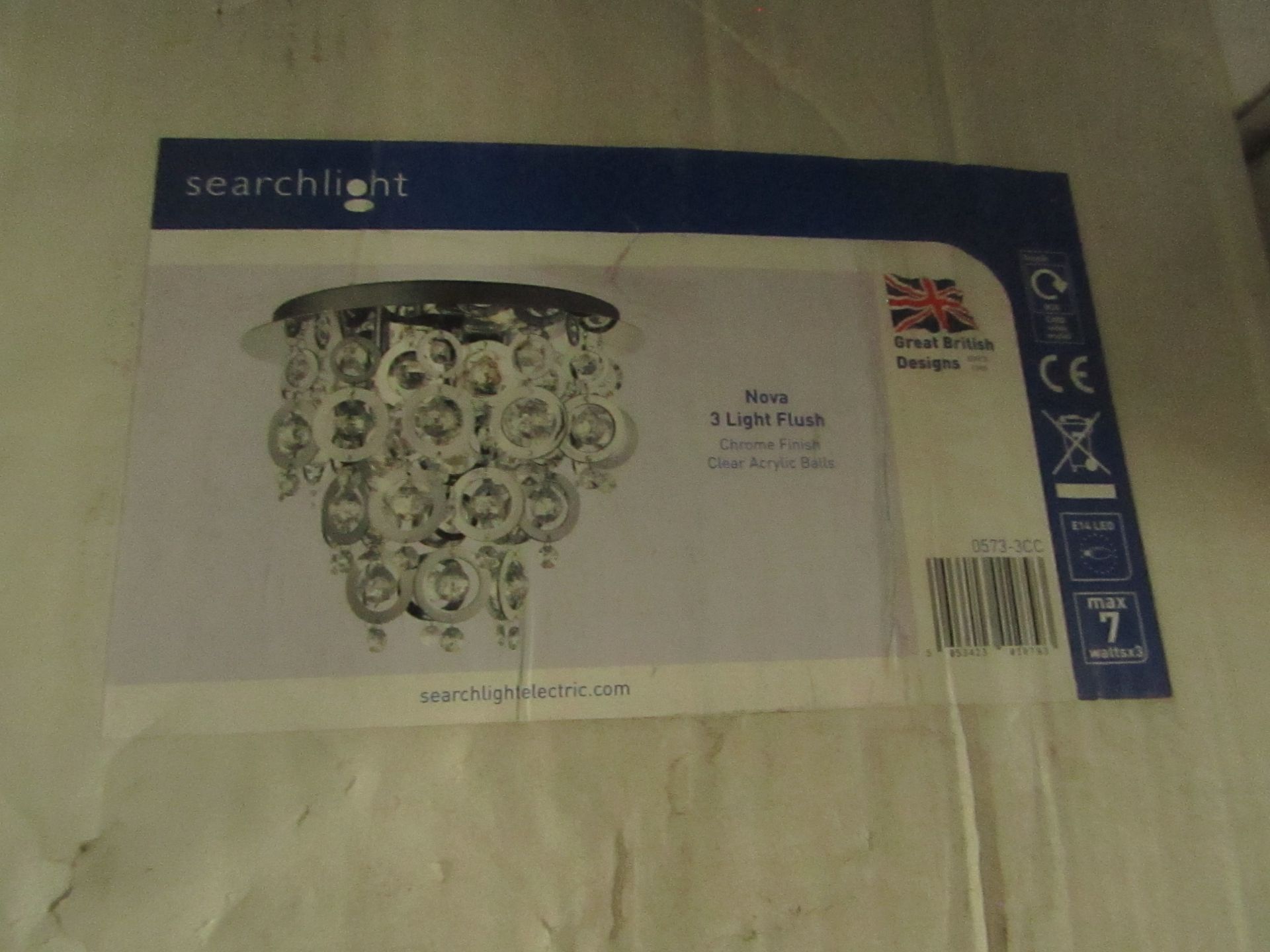 Searchlight Nova 3lt Ceiling Flush Chrome Clear Acrylic Balls RRP ¶œ73.00 - Image 2 of 2