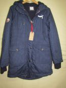 Kangaroos Padded Coat Navy With Light Blue Spotted Design Size 12 New With Tags RRP £130