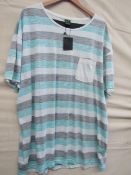 John Devin T/Shirt Blue/Grey/White Stripe Size 3 X/L