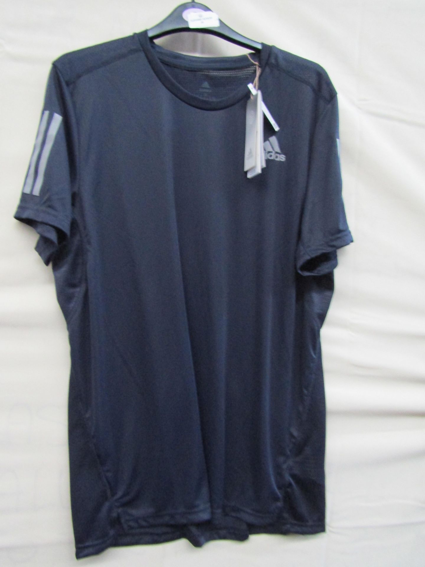 Adidas Aeroready T/Shirt Reg Fit Navy/White Reflective Stripes Size M New With Tags