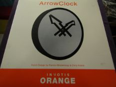 2x Invotis - Orange Arrow Clock - New & Boxed.